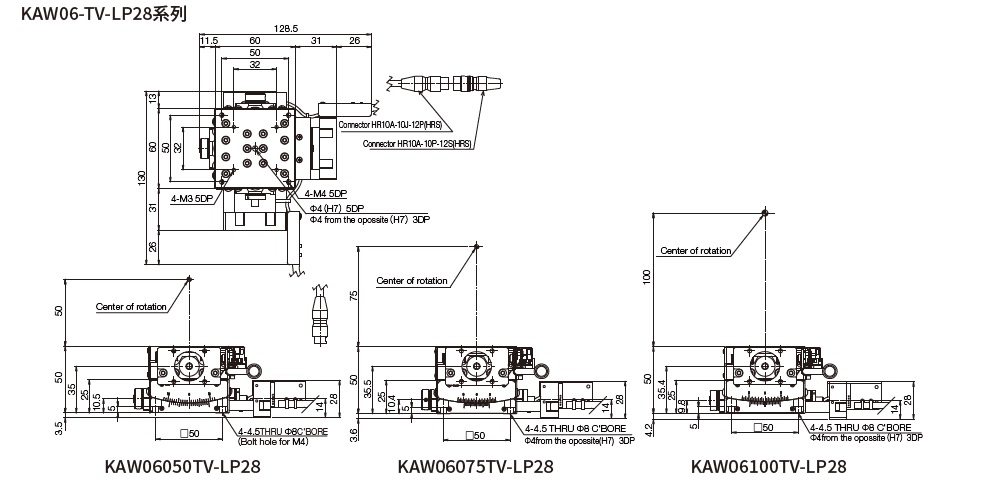 SURUGA SEIKI 駿河精機_ 無馬達傾角滑台　平面尺寸圖 KAW06V