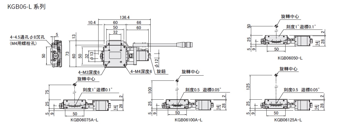 駿河精機 SURUGA SEIKI 自動傾角滑台 KGB06-L 平面尺寸圖